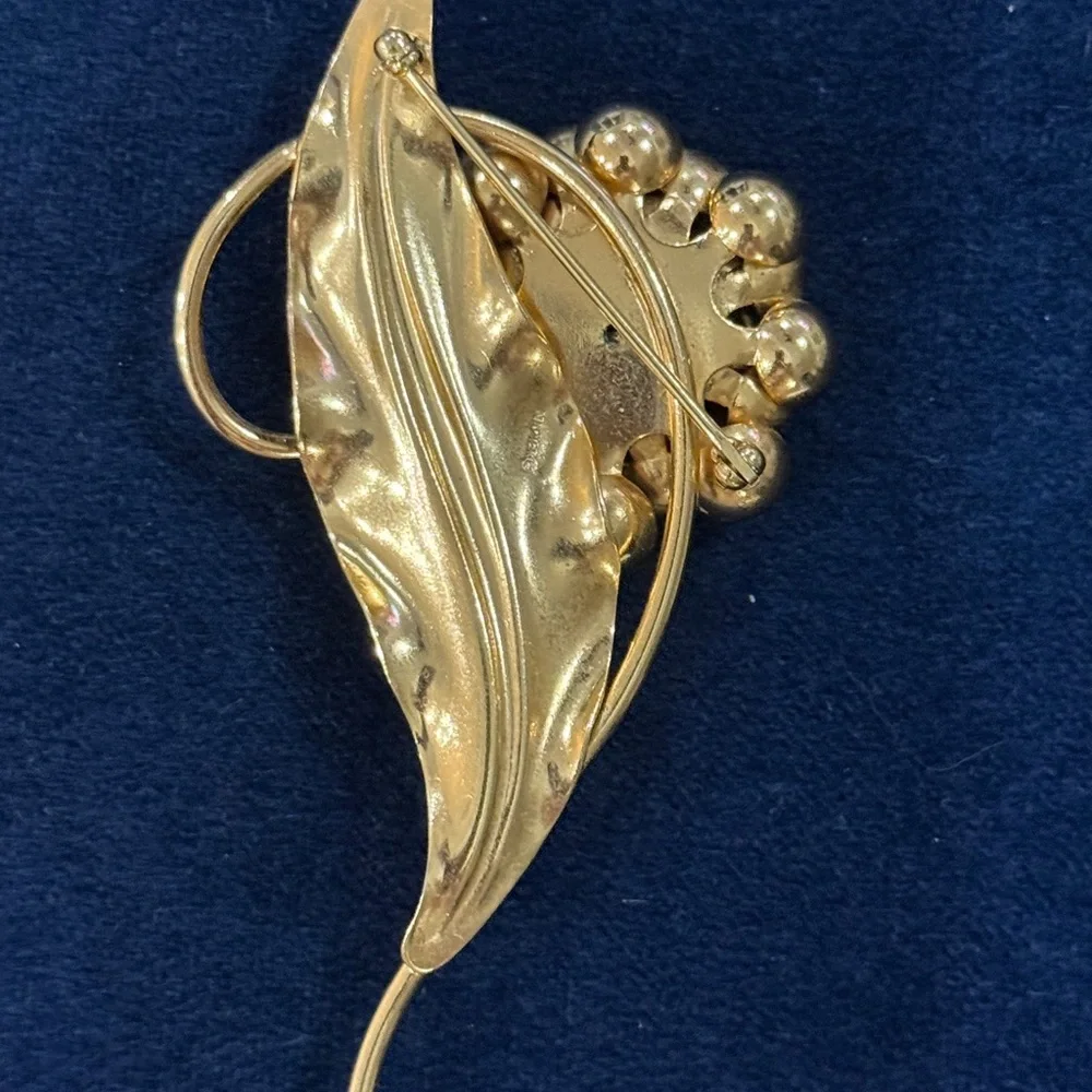 Vintage Brooch Floral blower by Napier stamped
